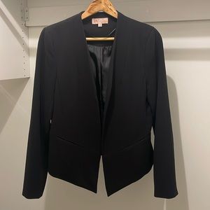 Philosophy open front asymmetrical blazer black; size M